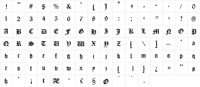 Chippenham Black-Light Regular  glyph index