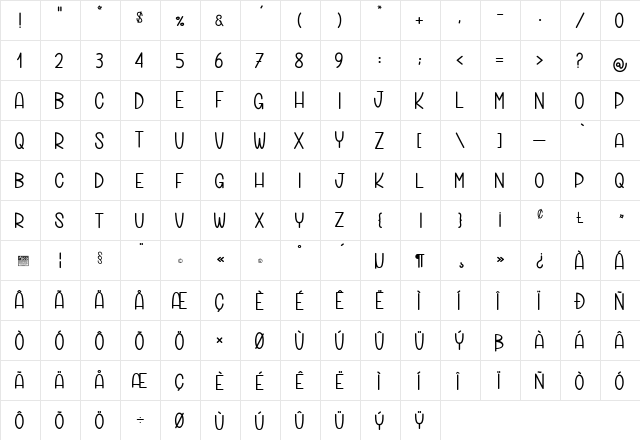 Marbles Trick 1_PersonalUseOnly Regular  glyph index