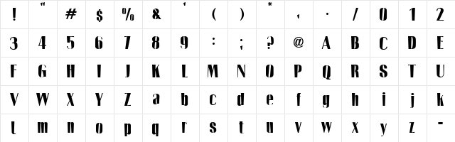 Two Tones Regular  glyph index