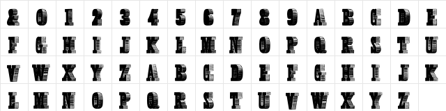 Broadcast Regular  glyph index