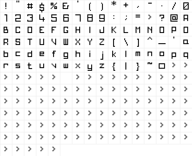 00Automatix Regular  glyph index