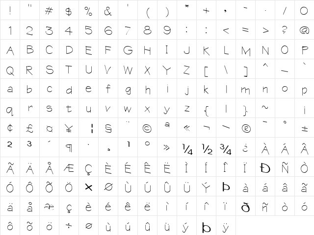 Little Regular  glyph index