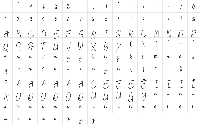 Helavionitta Regular  glyph index
