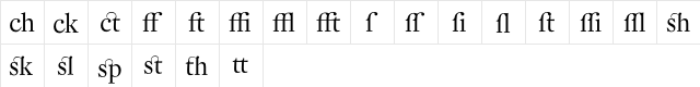 DTLFleischmannDAlternate Regular  glyph index