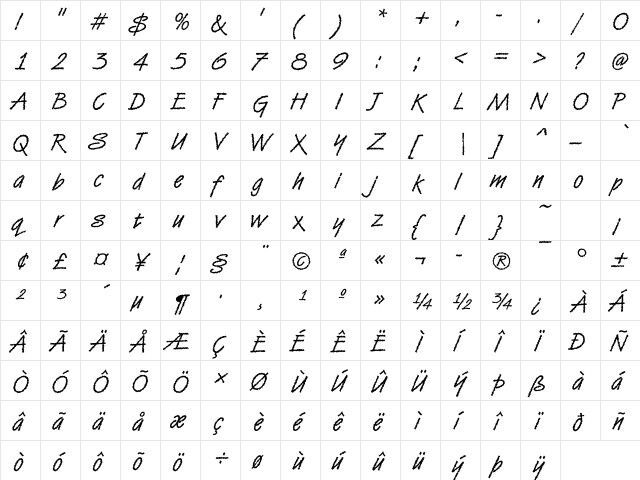 DTCVanDijkM42 Regular  glyph index