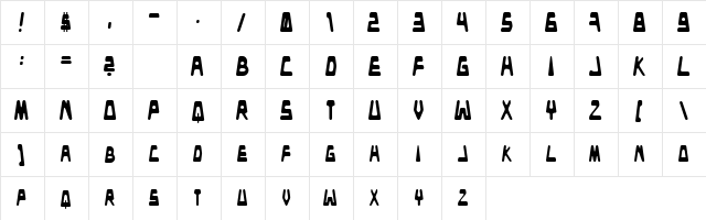 Danceclub Regular  glyph index