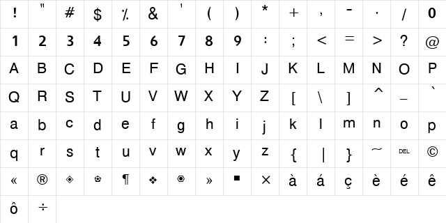 Hacen Beirut Md Regular  glyph index