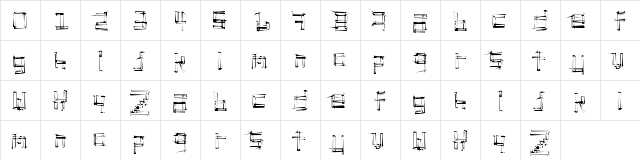 stickchop Regular  glyph index