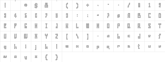 Pype Light  glyph index