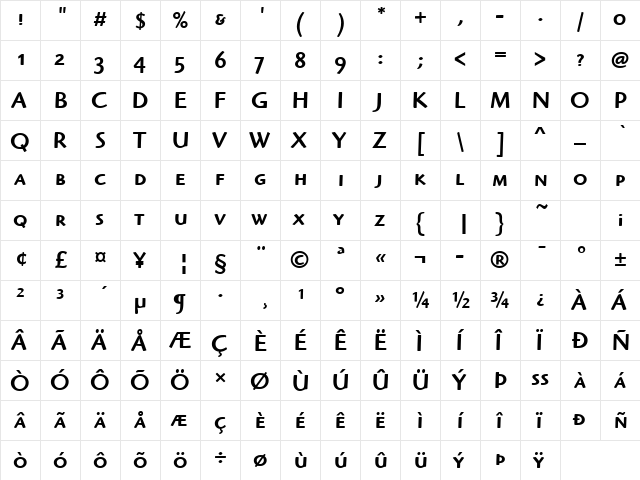 Highlander Md SC ITC TT Medium  glyph index