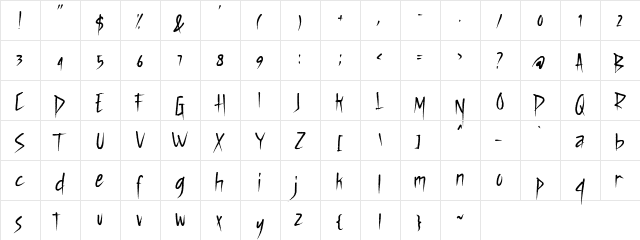 Hypnotize Regular  glyph index