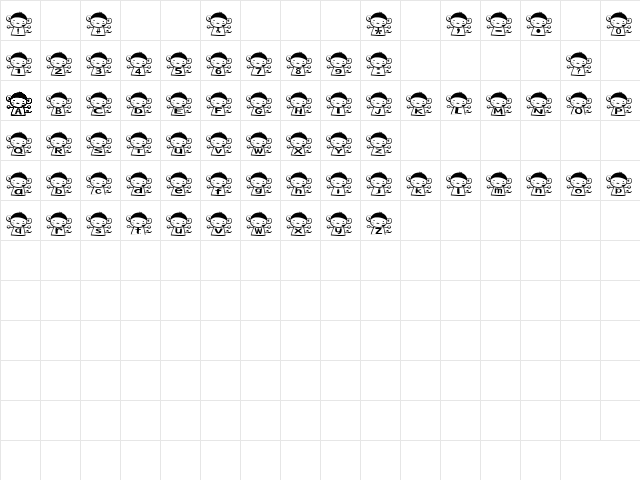 mi Font Regular  glyph index