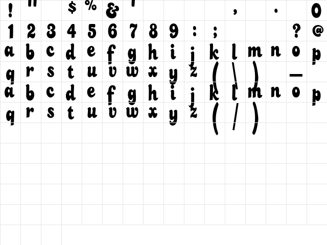 LowerEastSide Regular  glyph index