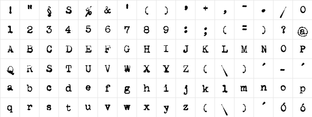 Maszyna Royal Dark Regular  glyph index