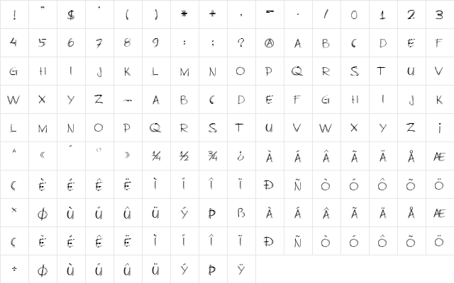 DK Business As Usual Regular  glyph index