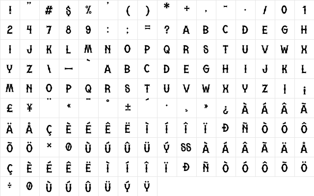 Motorista Regular  glyph index