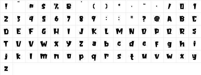 The Baby Monster Regular  glyph index