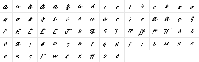Legault Bold  glyph index