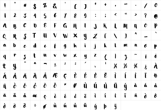 Little Stars Regular  glyph index