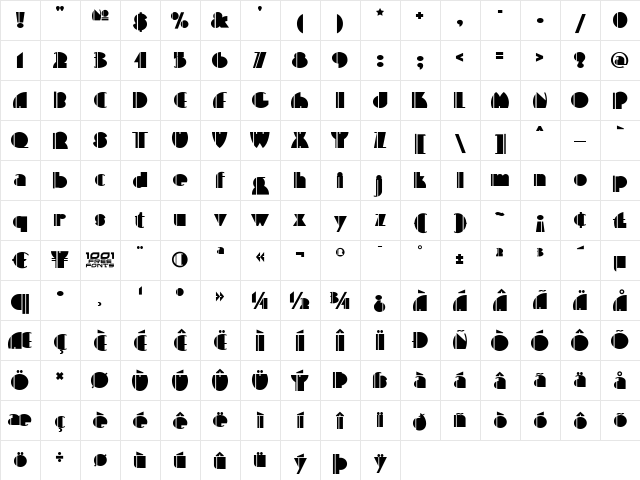 High Five NF Regular  glyph index