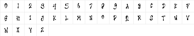 DEATH VIRUS Regular  glyph index