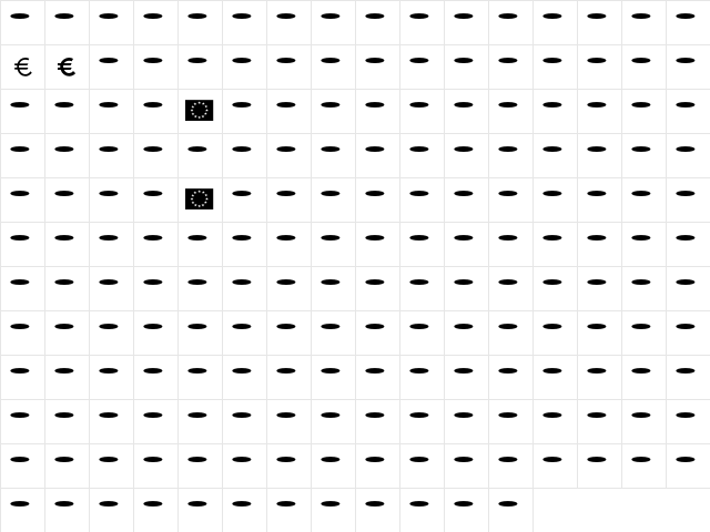 Instanter Euro  glyph index