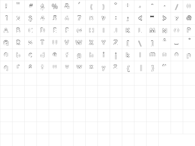 Round & Neat 1 Regular  glyph index