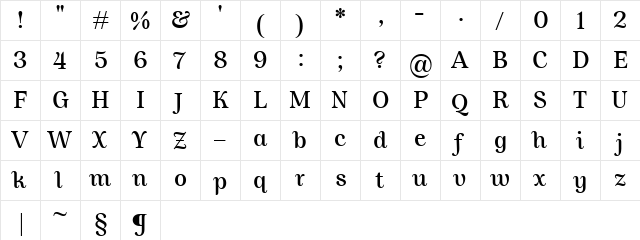 Allust DEMO Regular  glyph index