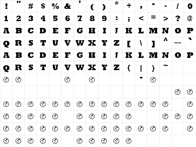 Marvelouz DSG Regular  glyph index