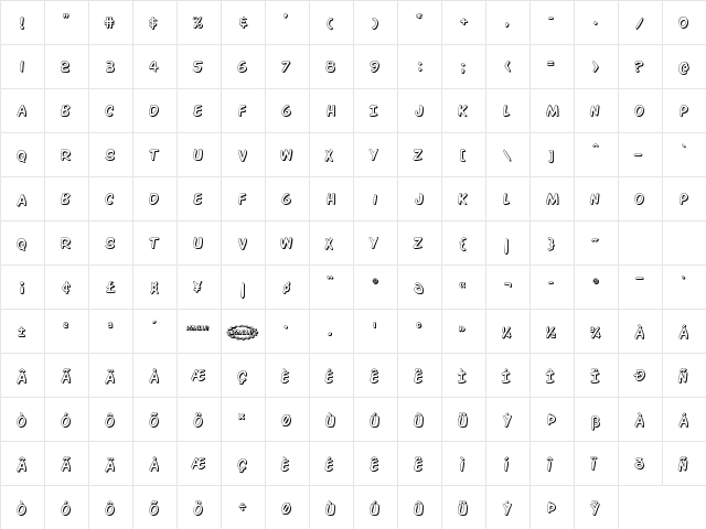 Overstreet Bible 3D Regular  glyph index