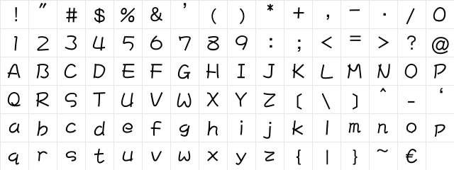 AR Script6 Bold Regular  glyph index