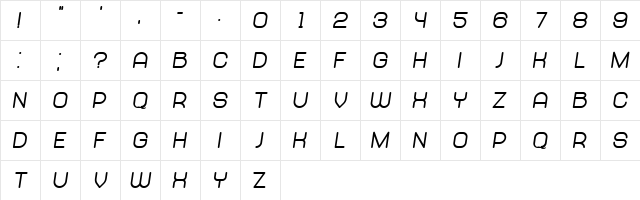 Abandoned Heavy Italic  glyph index