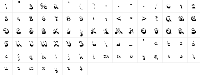 Opus Normal  glyph index
