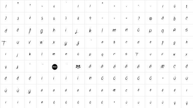 Watch Out Regular  glyph index