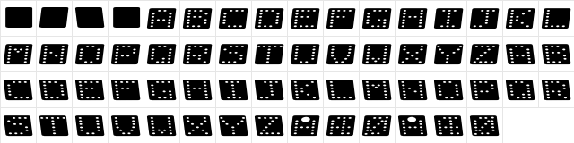 Domino flad kursiv Regular  glyph index