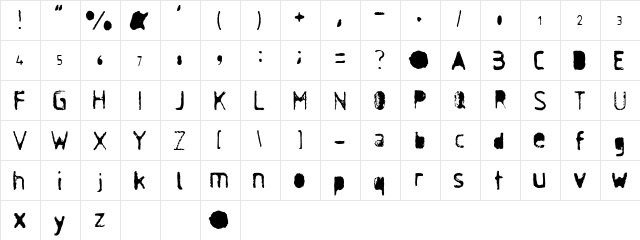 Antisocial Regular  glyph index