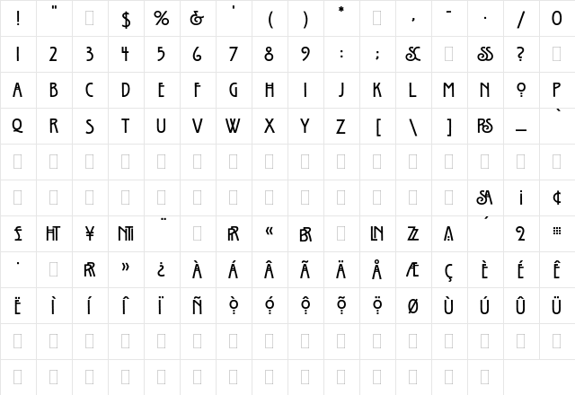 Willow Plain  glyph index