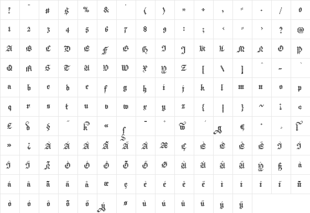 New Hildegard Std Pixel  glyph index