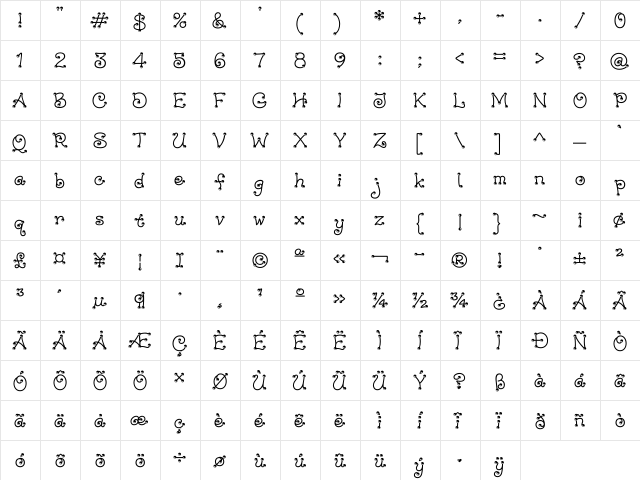 WILD2 Marbles & Strings Normal  glyph index