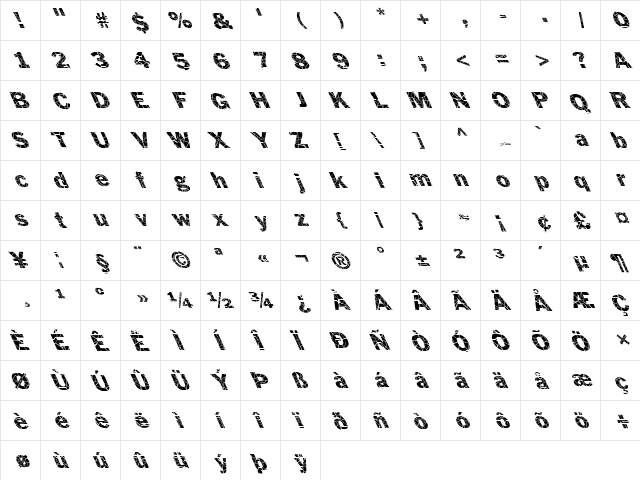 FZ BASIC 56 CRACKED LEFTY Normal  glyph index