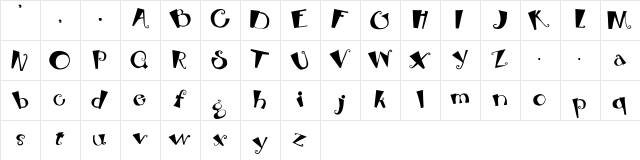 Beebop Regular  glyph index