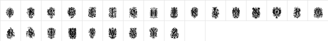 Chaucher Regular  glyph index