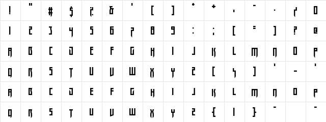 Megarok Regular  glyph index