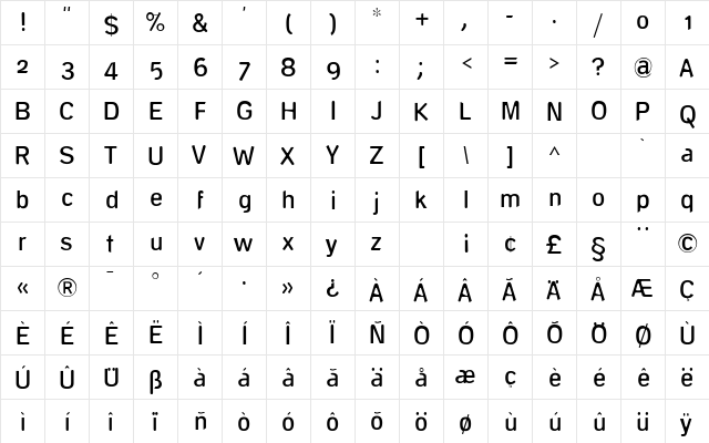 DeconstructMedium Regular  glyph index