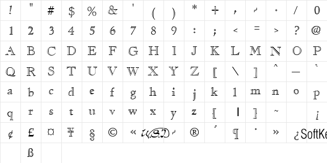 Stone Free 2 Regular  glyph index