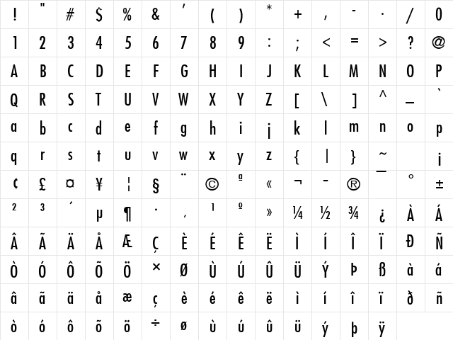 Fuji Normal  glyph index