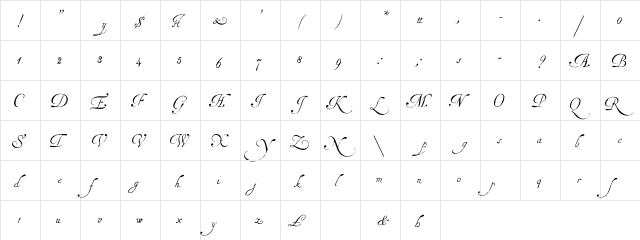 Copperplate 1672 WF Regular  glyph index
