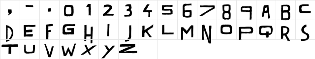 Dark Times Black Regular  glyph index