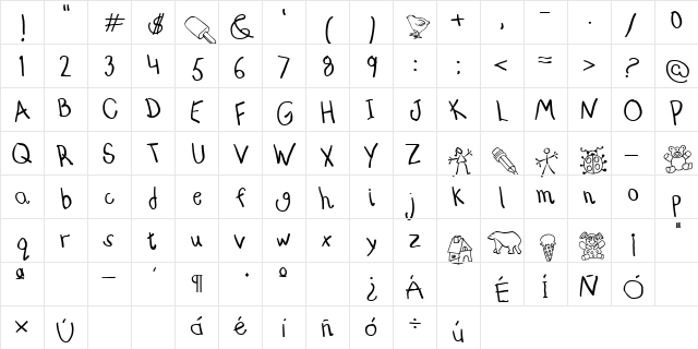 AbcKids Regular  glyph index