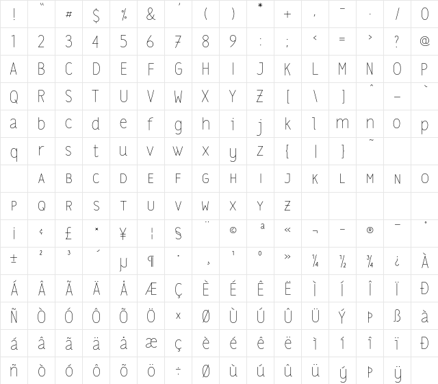 LS Light  glyph index